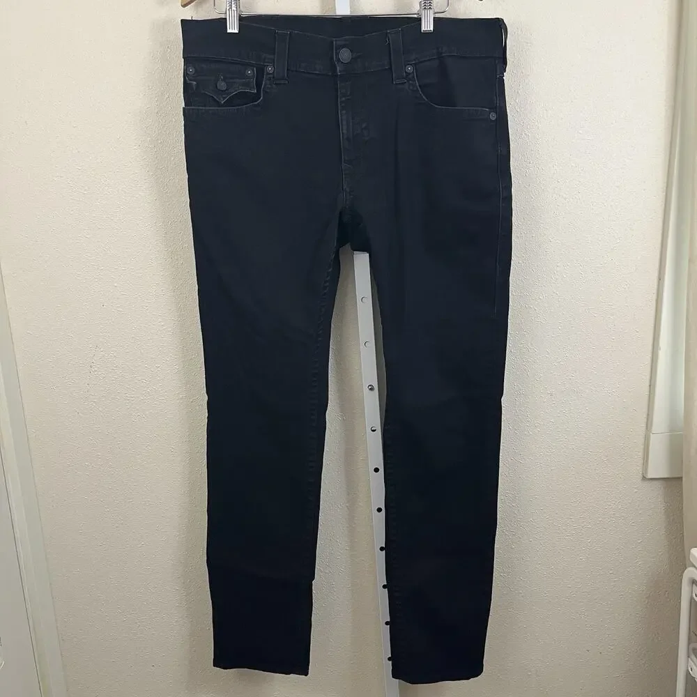 True Religion Rocco Relaxed Skinny Jeans Mens 36x34 Dark Wash Stretch Denim